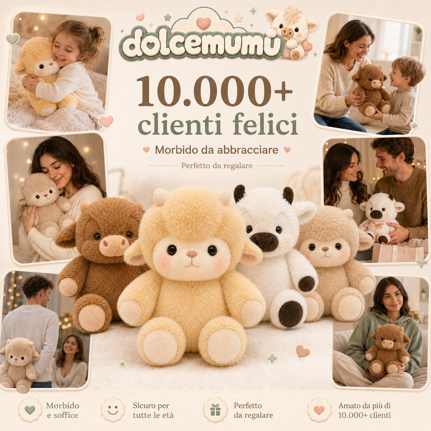 DolceMumu Huggy Friends – Peluche Mucca Morbidissimo