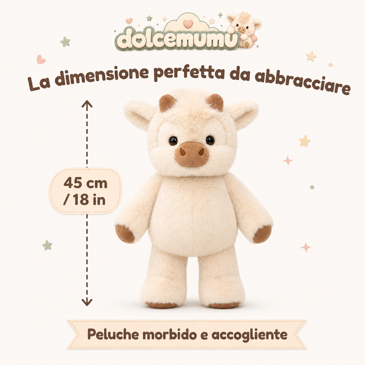 DolceMumu Huggy Friends – Peluche Mucca Morbidissimo